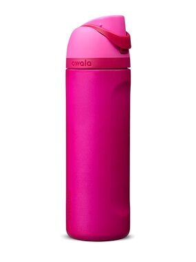 💋 Owala Water Bottle FreeSip 24oz “Read My Lips” Metallic Pink NWT In Hand